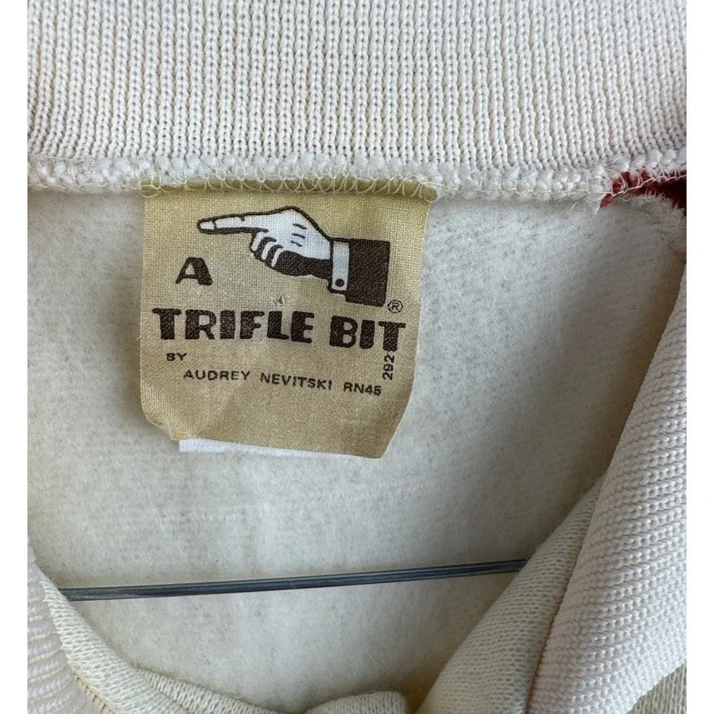 VTG‎ 70's Cream Rust Collared Sweater Hipster Disco Retro Dad A Trifle Bit XS/S